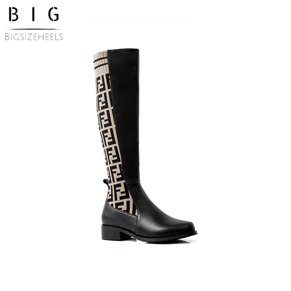 Bigsizeheels Wool knight boots - White freeshipping - bigsizeheel®-size5-size15 -All Plus Sizes Available!