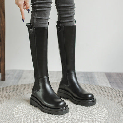Bigsizeheels Thick-soled slimming knight boots - Black freeshipping - bigsizeheel®-size5-size15 -All Plus Sizes Available!