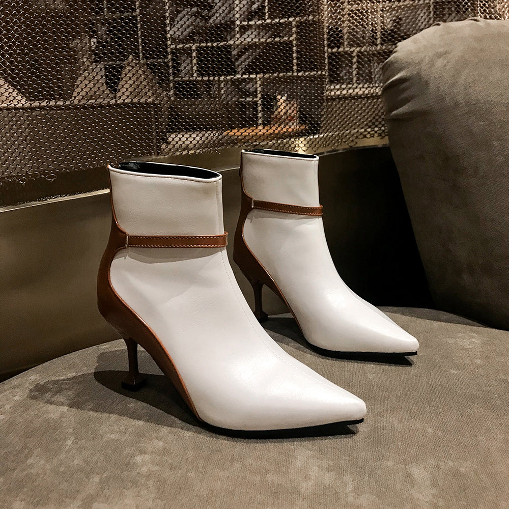 Bigsizeheels Toe Stiletto Heel Women's Boots - White freeshipping - bigsizeheel®-size5-size15 -All Plus Sizes Available!