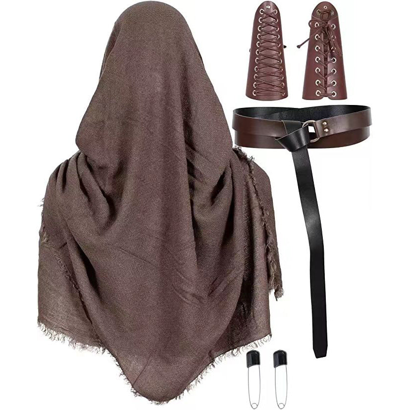 Halloween LARP medieval knight Renaissance shoulder vintage hooded cape cospla scarf