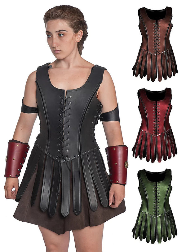 New Europe and America Retro Middle Ages Renaissance COSPLAY Leather Armor Dress