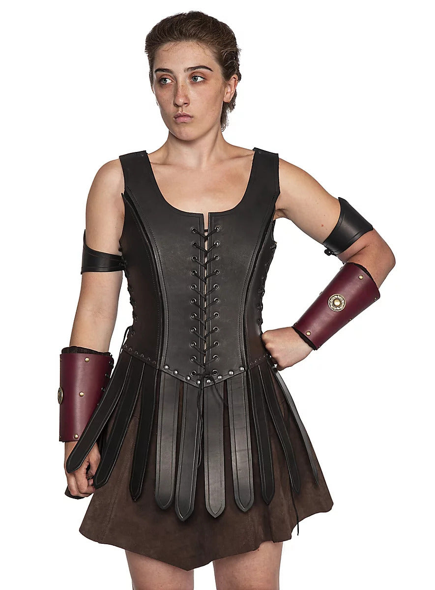 New Europe and America Retro Middle Ages Renaissance COSPLAY Leather Armor Dress