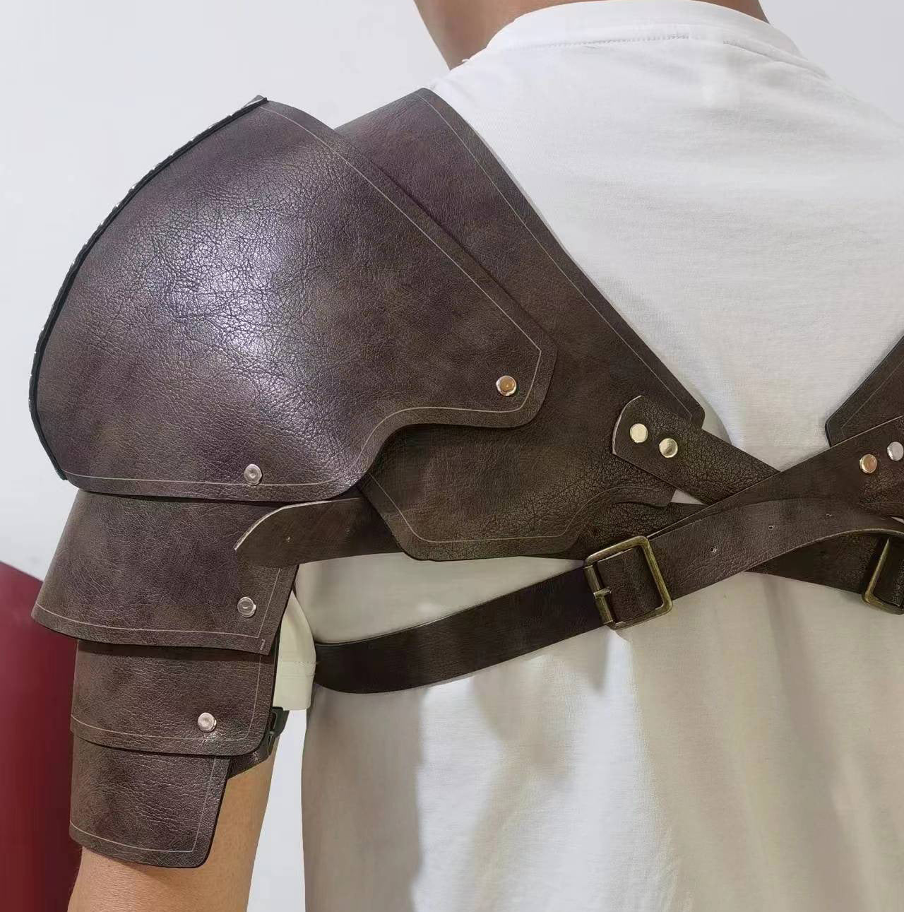 New retro medieval samurai leather double shoulder vest shoulder protection COS photography prop