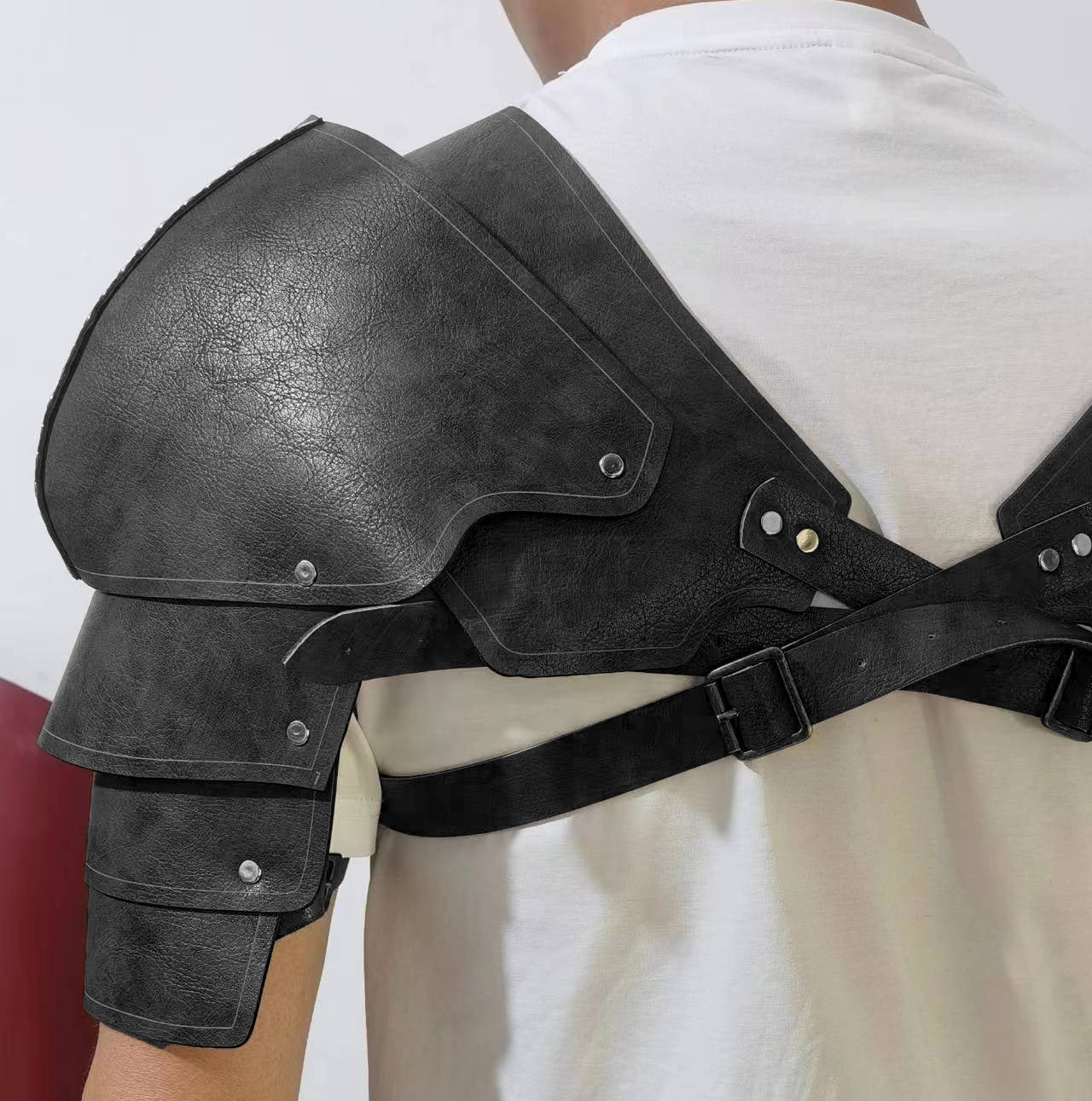 New retro medieval samurai leather double shoulder vest shoulder protection COS photography prop