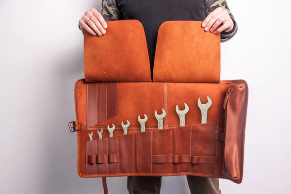 Leather tool rollTool bag wrench Storage bag Leather tool bag pliers storage bag