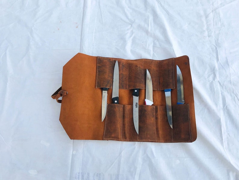 Leather knife Roll Cook Roll set Leather knife bag kit Knife holder screwdriver Bag roll tool bag