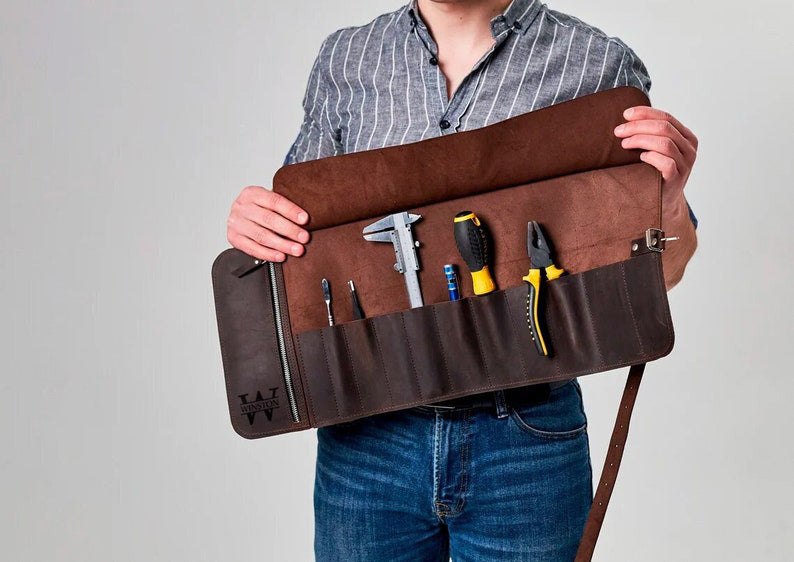 Tool roll Leather tool organizer Carpenter tool bag Leather tool storage tool roll bag storage bag
