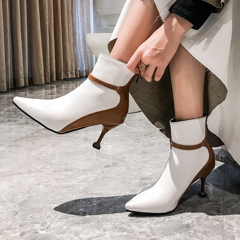 Bigsizeheels Toe Stiletto Heel Women's Boots - White freeshipping - bigsizeheel®-size5-size15 -All Plus Sizes Available!