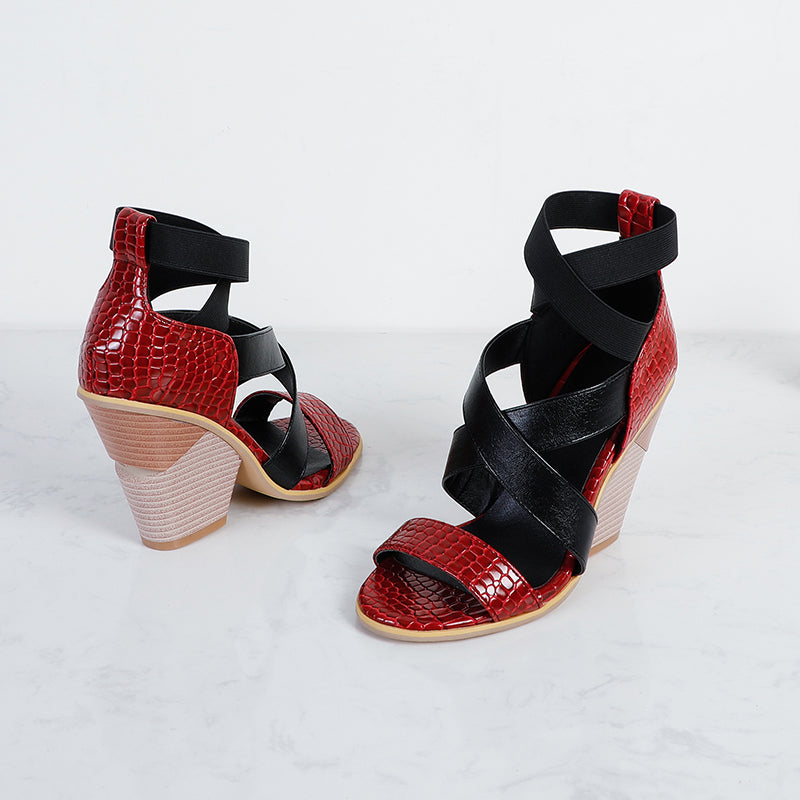 Bigsizeheels Attractive Cut-Outs Wedge Sandals - Red freeshipping - bigsizeheel®-size5-size15 -All Plus Sizes Available!