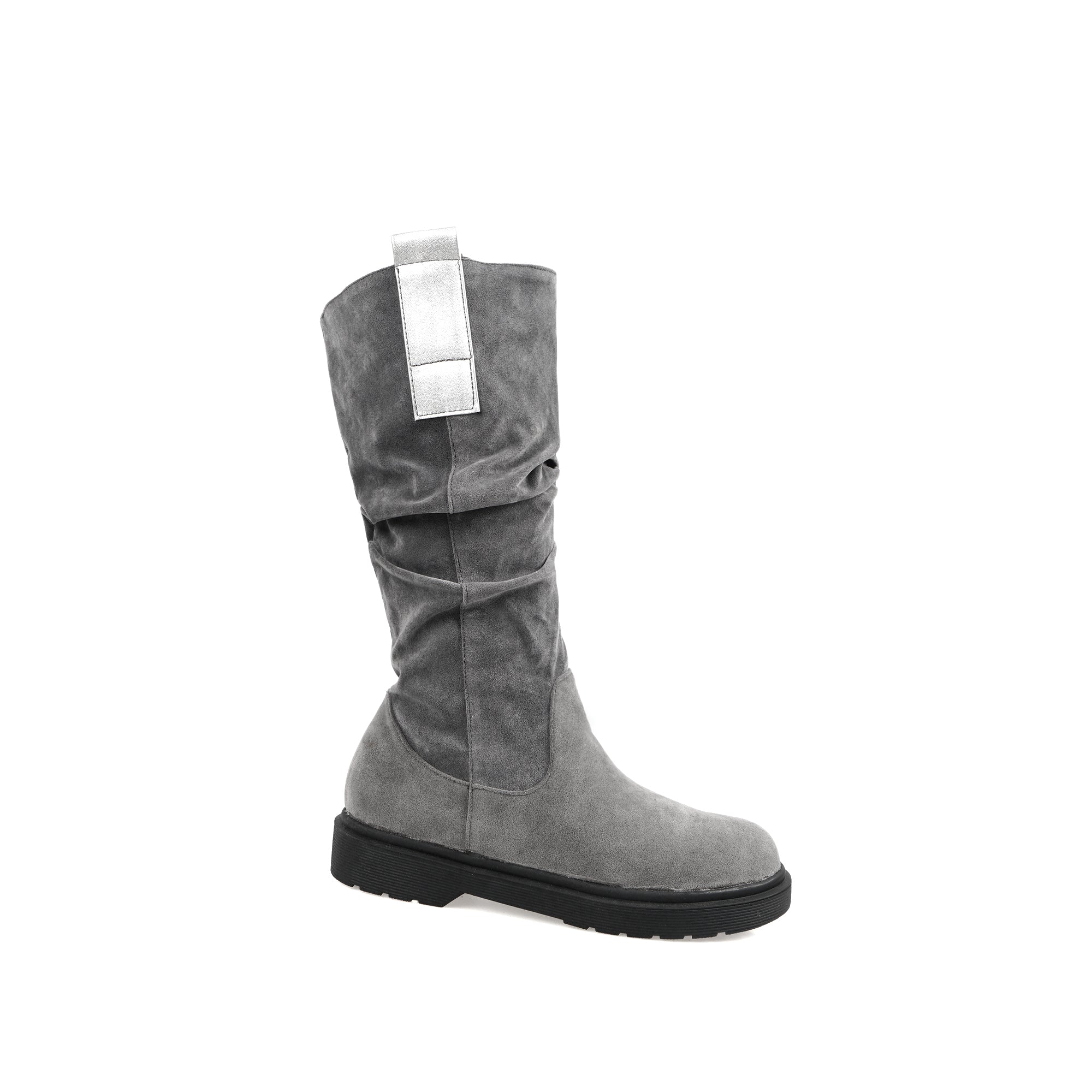 Bigsizeheels Suede warm flat snow boots - Gray freeshipping - bigsizeheel®-size5-size15 -All Plus Sizes Available!