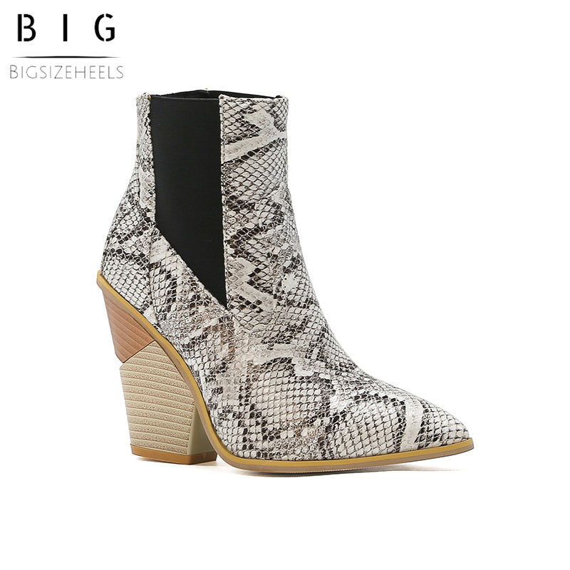Bigsizeheels Slip-on Chelsea ankle boots - Snakeskin freeshipping - bigsizeheel®-size5-size15 -All Plus Sizes Available!