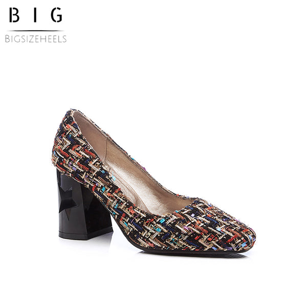 Bigsizeheels Contracted square head thick heel low help shoe - Multicolor freeshipping - bigsizeheel®-size5-size15 -All Plus Sizes Available!