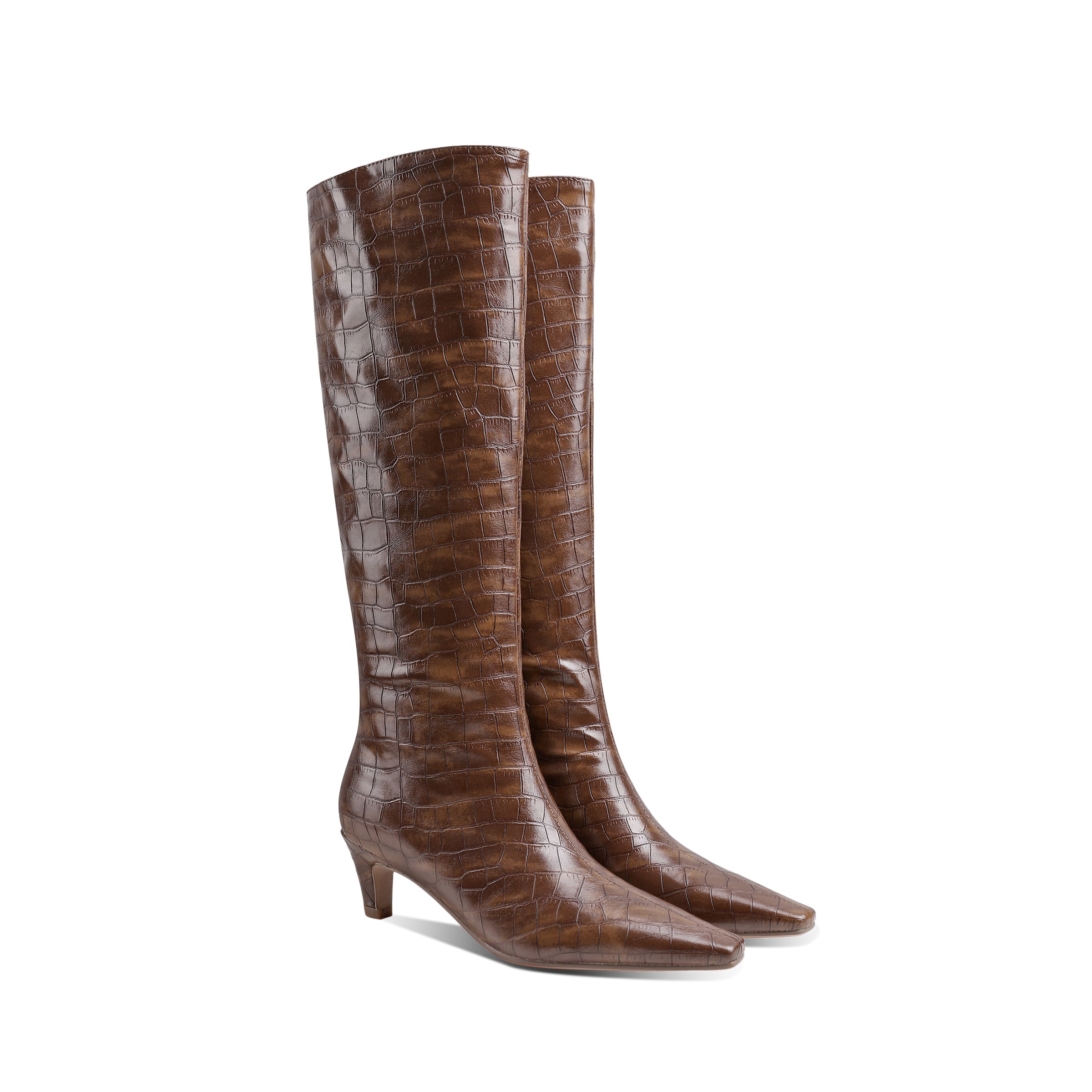 Bigsizeheels Square toe low heel boots- Brown freeshipping - bigsizeheel®-size5-size15 -All Plus Sizes Available!
