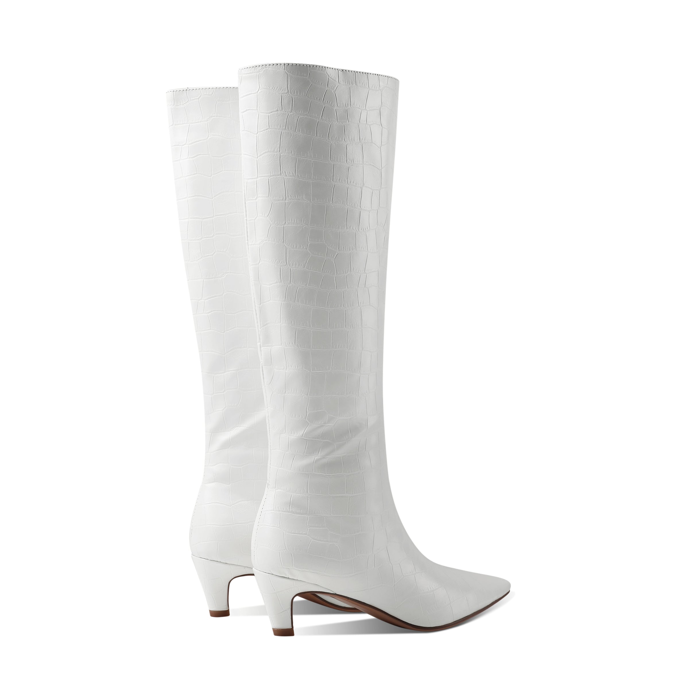 Bigsizeheels Square toe low heel boots- White freeshipping - bigsizeheel®-size5-size15 -All Plus Sizes Available!