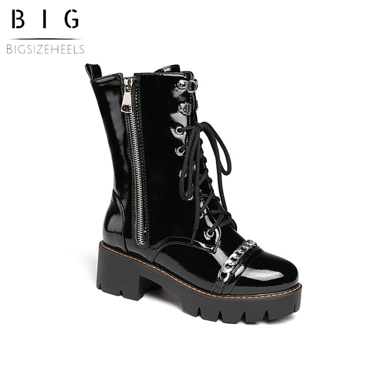 Bigsizeheels Motorcycle Punk Boots - Black freeshipping - bigsizeheel®-size5-size15 -All Plus Sizes Available!