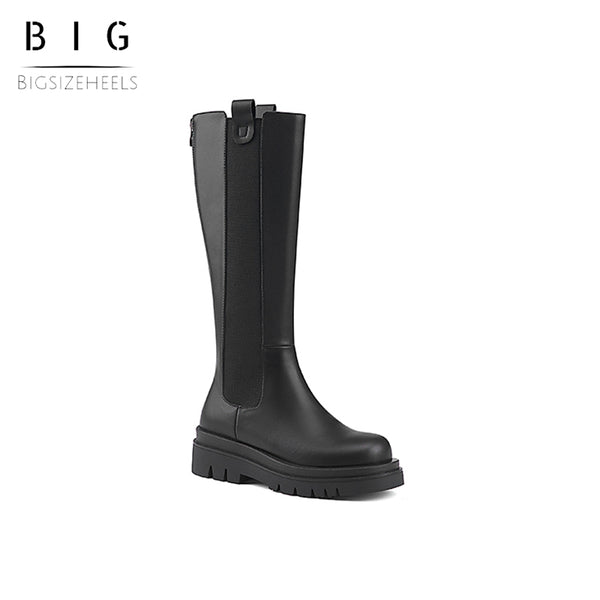 Bigsizeheels Round toe back zipper slimming Chelsea boots - Black freeshipping - bigsizeheel®-size5-size15 -All Plus Sizes Available!