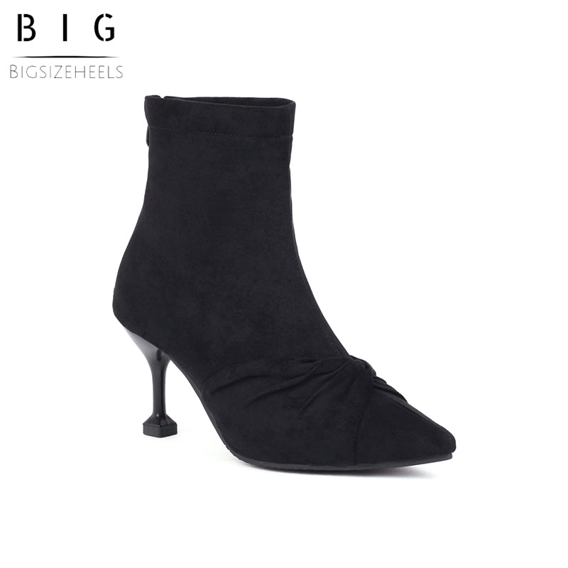 Bigsizeheels Stylish Slip-On Stiletto Heel Pointed Toe Banquet Thin Shoes - Black freeshipping - bigsizeheel®-size5-size15 -All Plus Sizes Available!