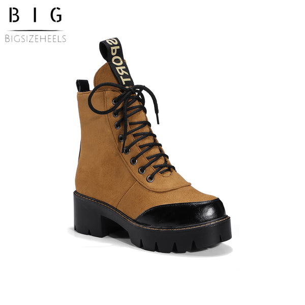 Bigsizeheels Round toe color strap Martin boots - Yellow freeshipping - bigsizeheel®-size5-size15 -All Plus Sizes Available!