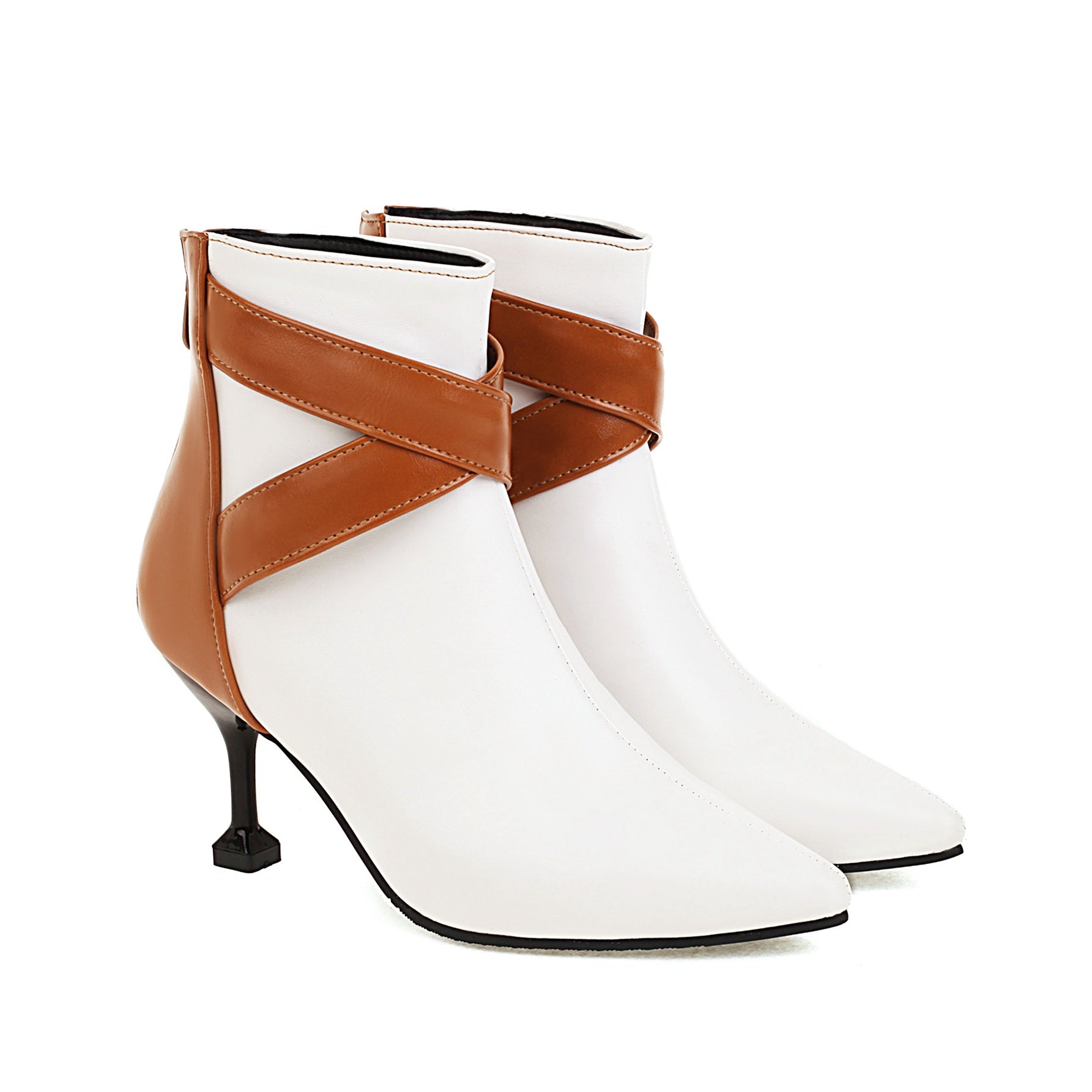 Bigsizeheels Sexy pointy zipper ankle boots - White freeshipping - bigsizeheel®-size5-size15 -All Plus Sizes Available!