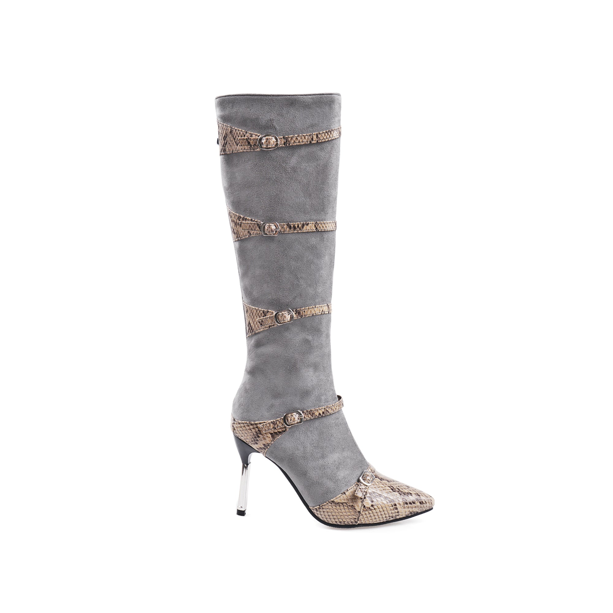 Bigsizeheels Sexy pointed zipper stiletto boots - Gray freeshipping - bigsizeheel®-size5-size15 -All Plus Sizes Available!