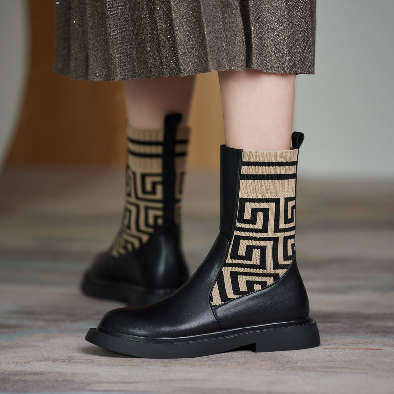 Bigsizeheels Wool knight ankle boots - Brown - plus size / size 15