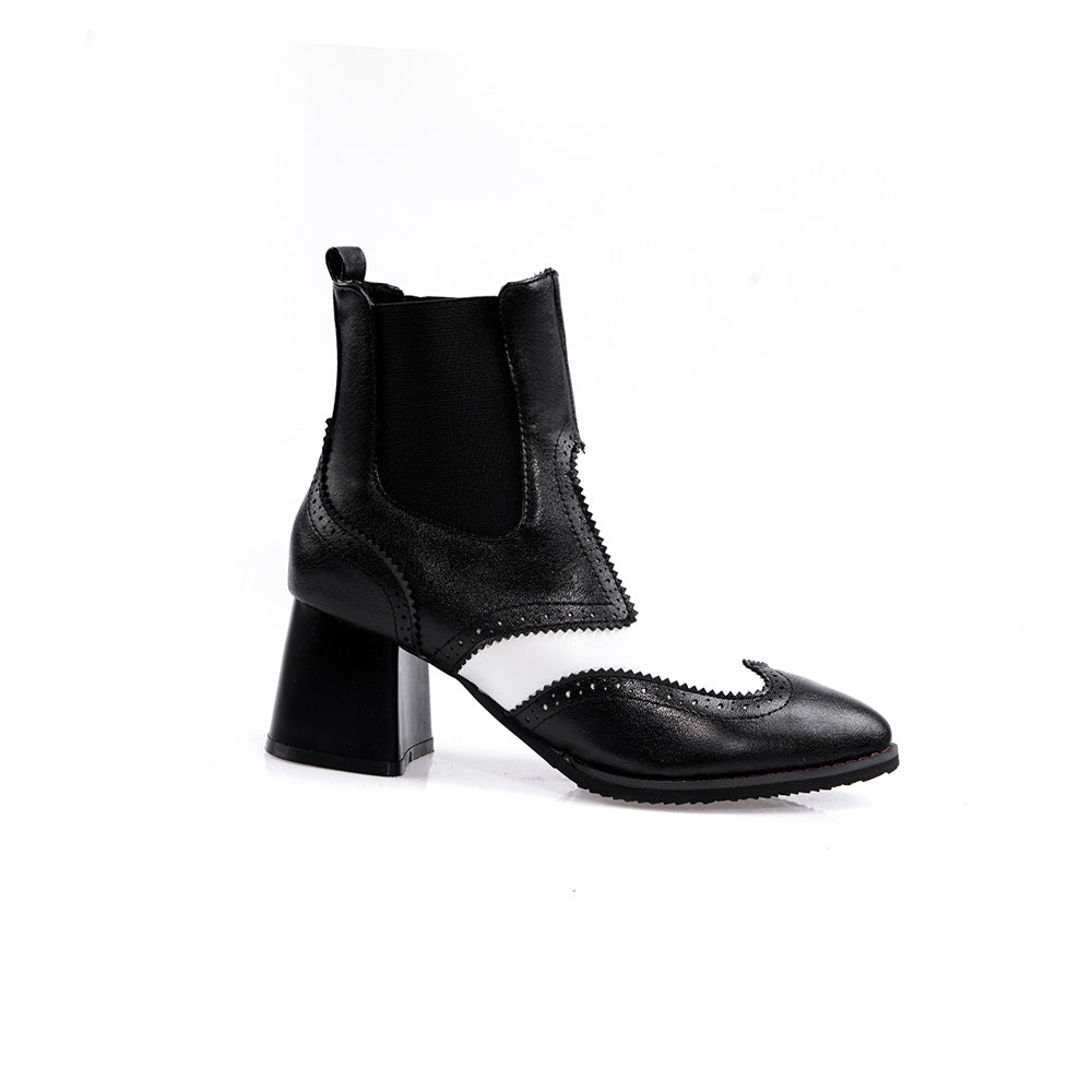 Bigsizeheels Snakeskin spliced slip-on ankle boots - Black freeshipping - bigsizeheel®-size5-size15 -All Plus Sizes Available!