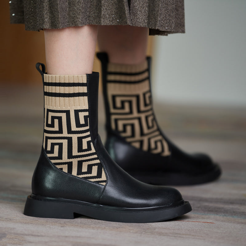 Bigsizeheels Wool knight ankle boots - Brown - plus size / size 15