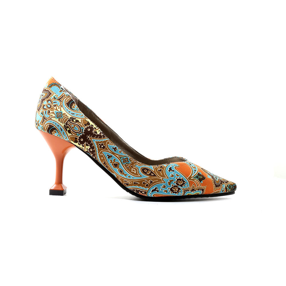 Bigsizeheels National style color thin heel shoes - Orange freeshipping - bigsizeheel®-size5-size15 -All Plus Sizes Available!