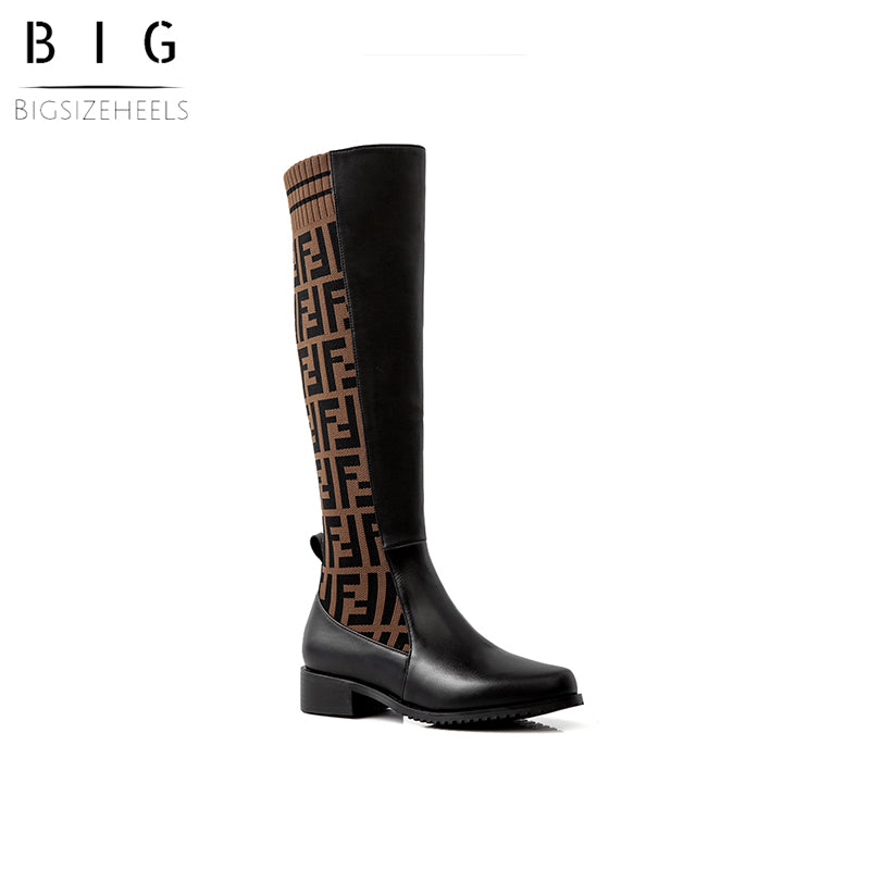 Bigsizeheels Wool knight boots - Brown freeshipping - bigsizeheel®-size5-size15 -All Plus Sizes Available!