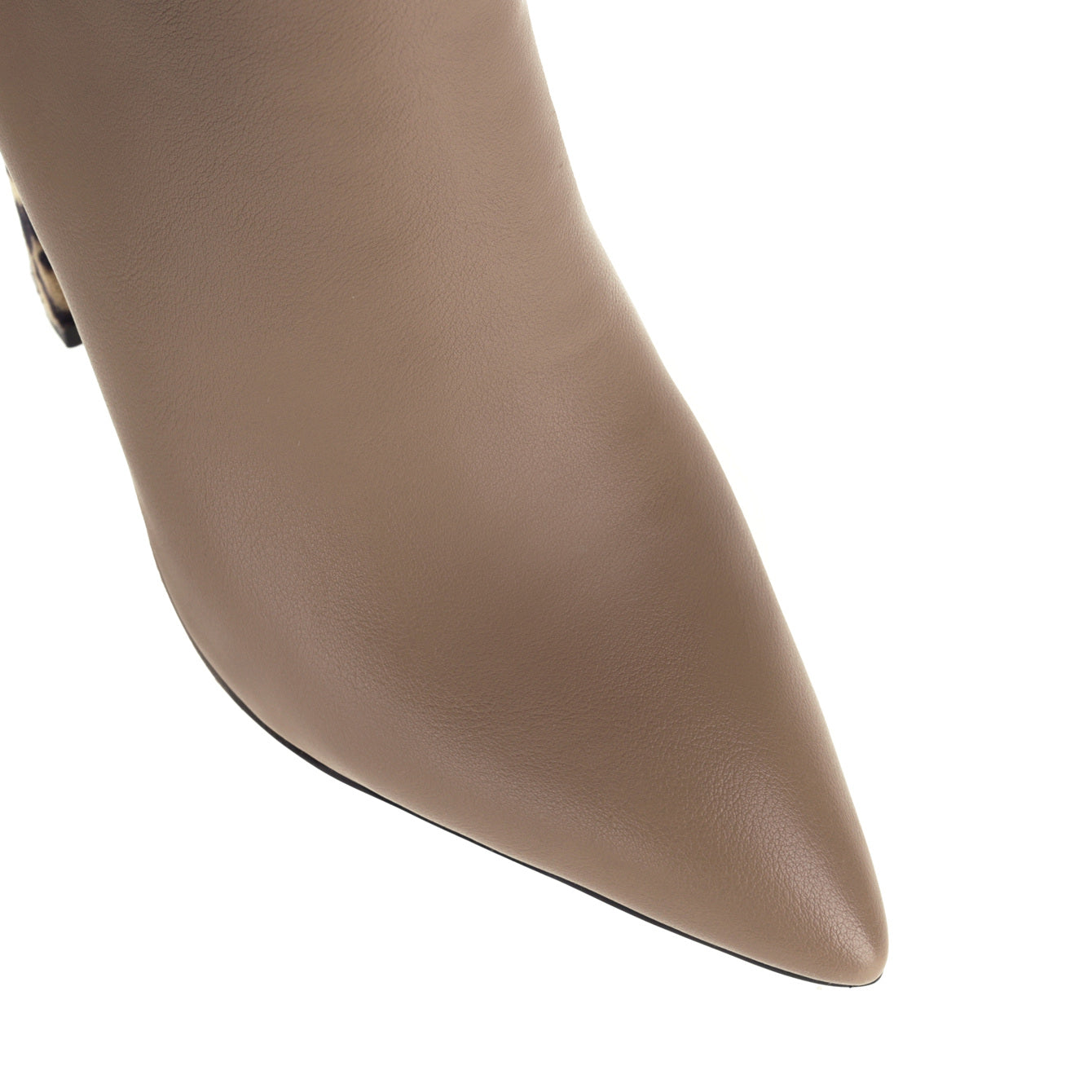 Bigsizeheels Pointed Leopard Print Block Heel Boots - Apricot freeshipping - bigsizeheel®-size5-size15 -All Plus Sizes Available!