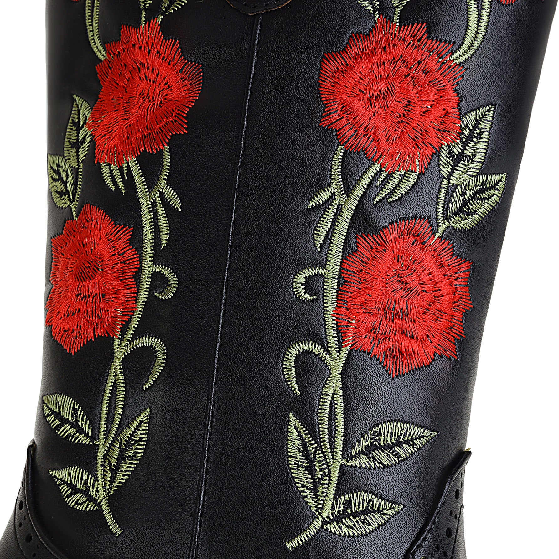 Bigsizeheels Western vintage flowers embroidered boots - Black freeshipping - bigsizeheel®-size5-size15 -All Plus Sizes Available!