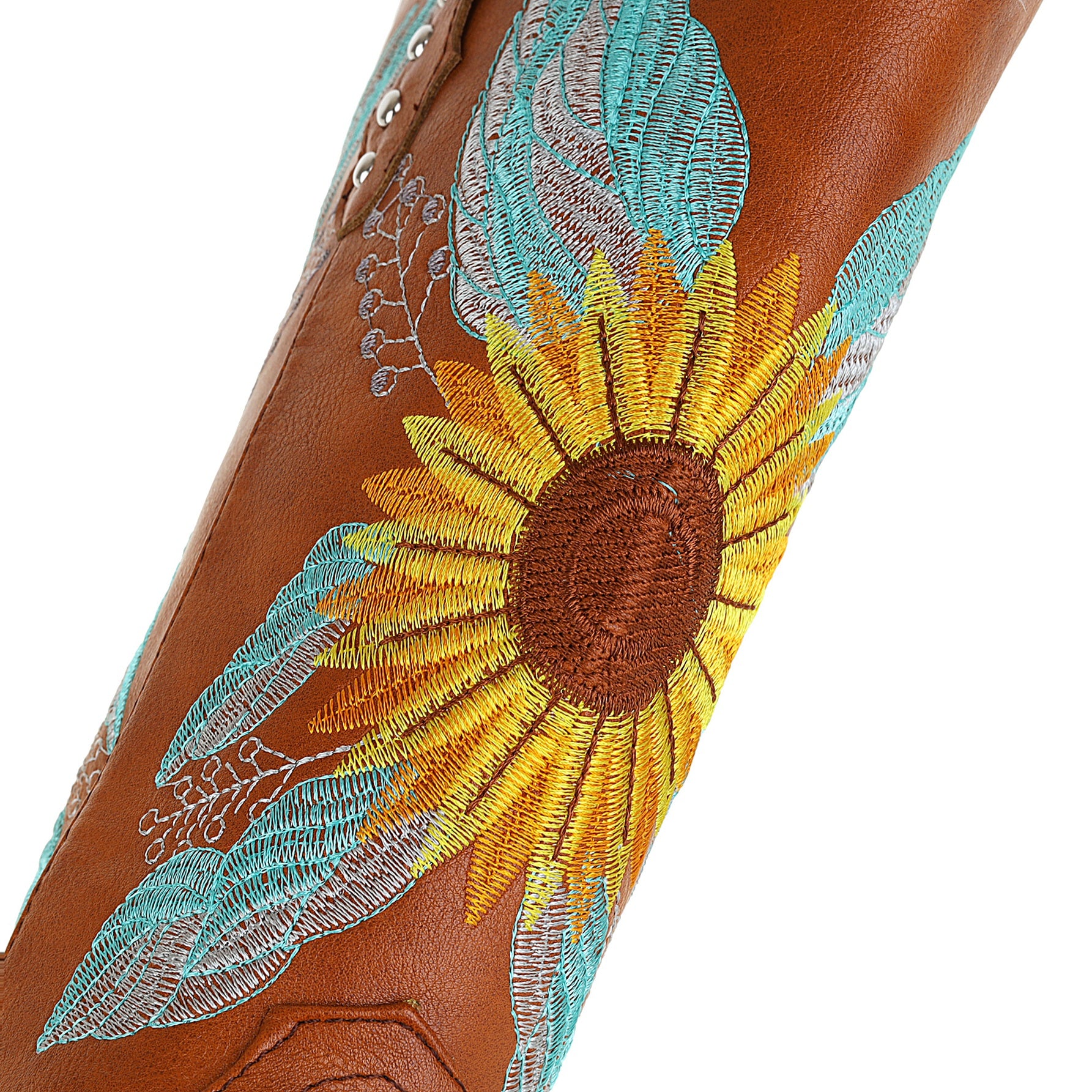 Bigsizeheels Western vintage Sunflower embroidery boots - Brown freeshipping - bigsizeheel®-size5-size15 -All Plus Sizes Available!