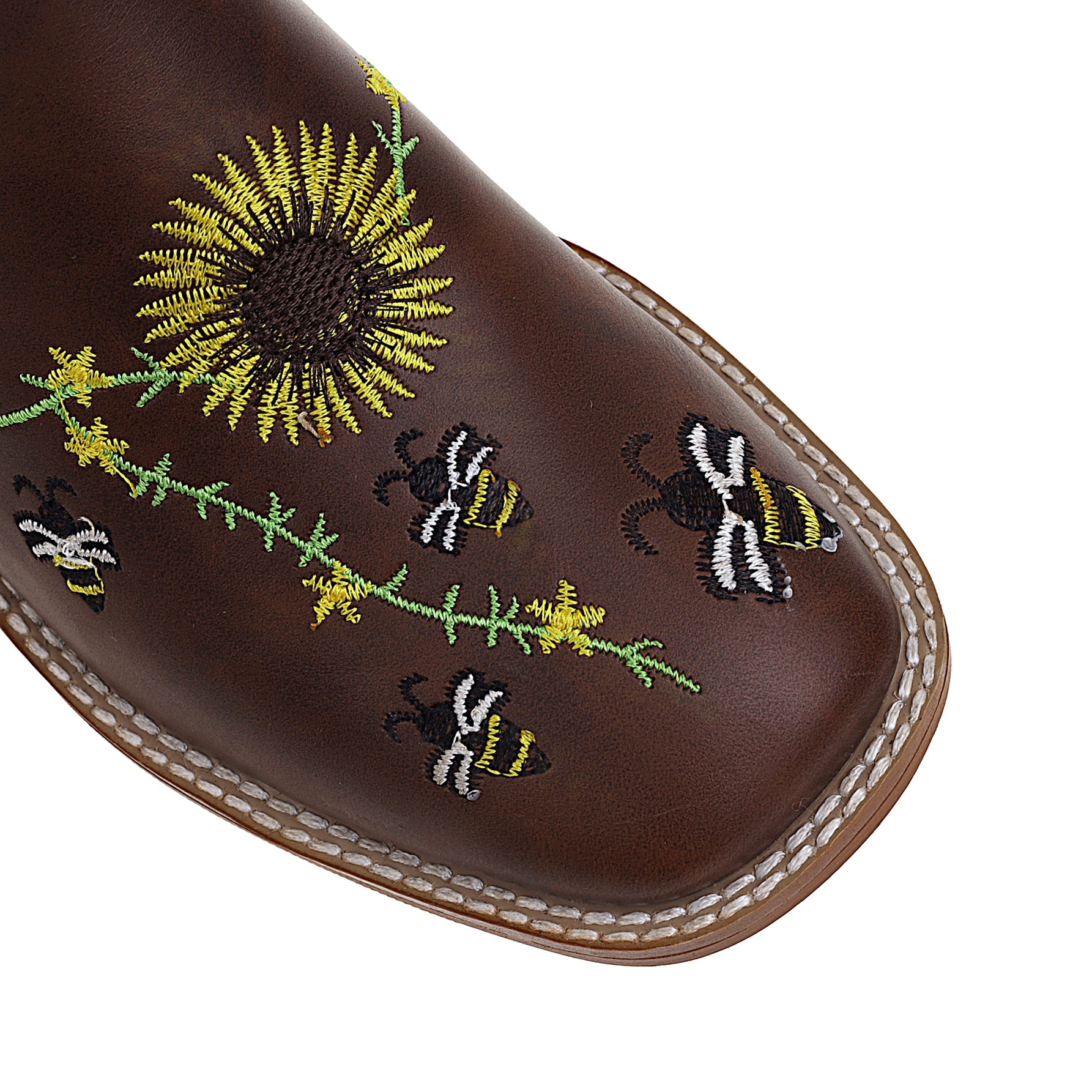 Bigsizeheels Western vintage Sunflowers embroidered boots - Brown freeshipping - bigsizeheel®-size5-size15 -All Plus Sizes Available!