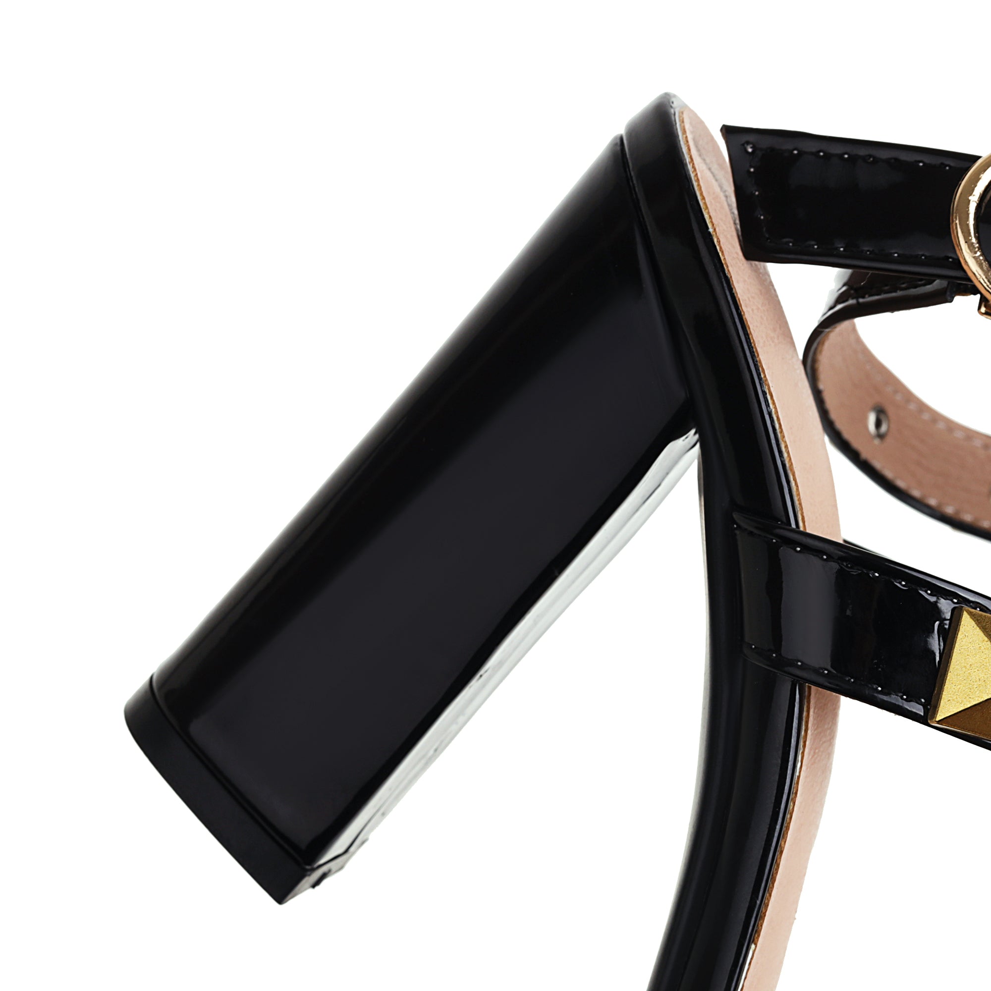 Bigsizeheels Metal embellished open-toe sandals- Black-plus size/size 15