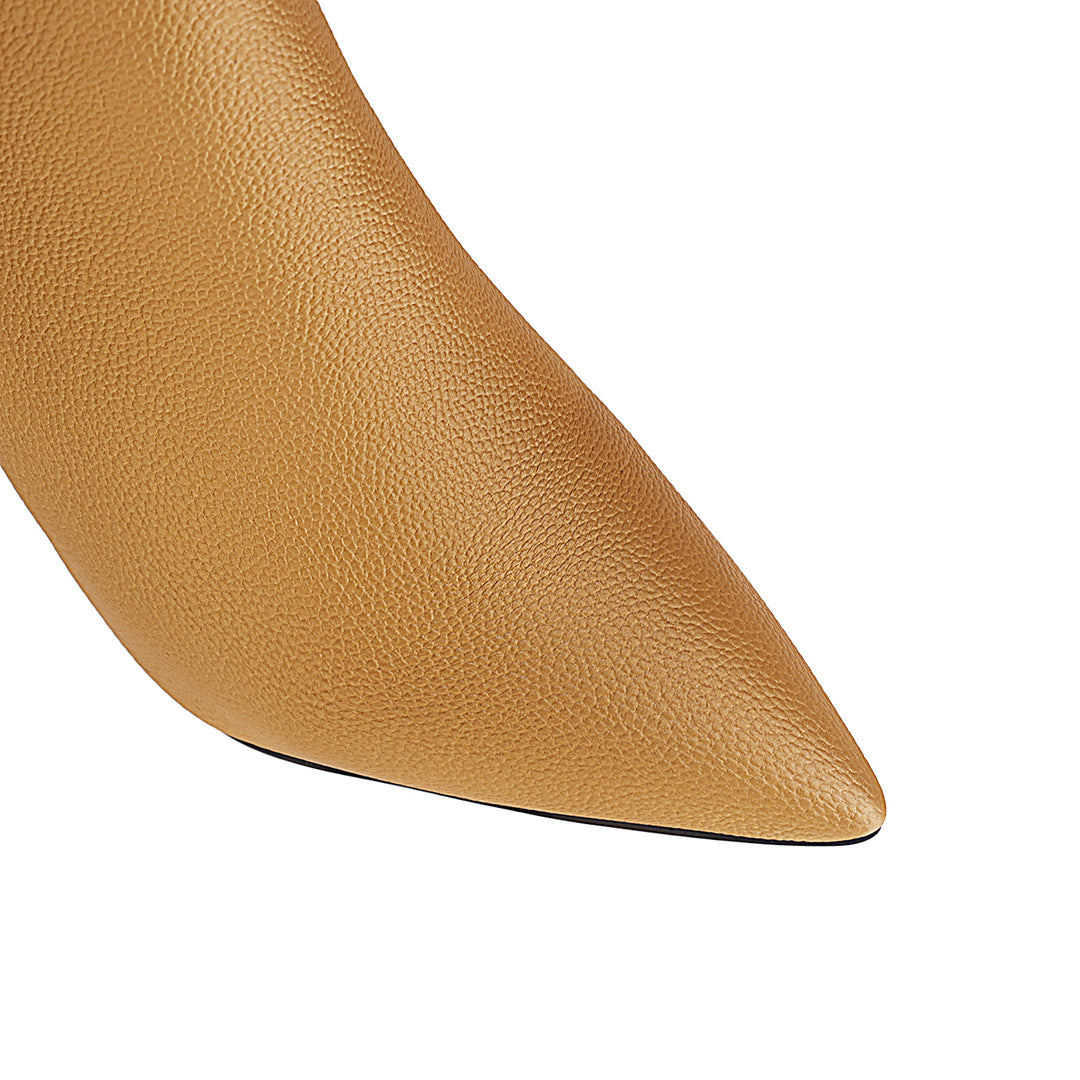 Bigsizeheels Matte pointed toe chunky heel boots-Yellow freeshipping - bigsizeheel®-size5-size15 -All Plus Sizes Available!