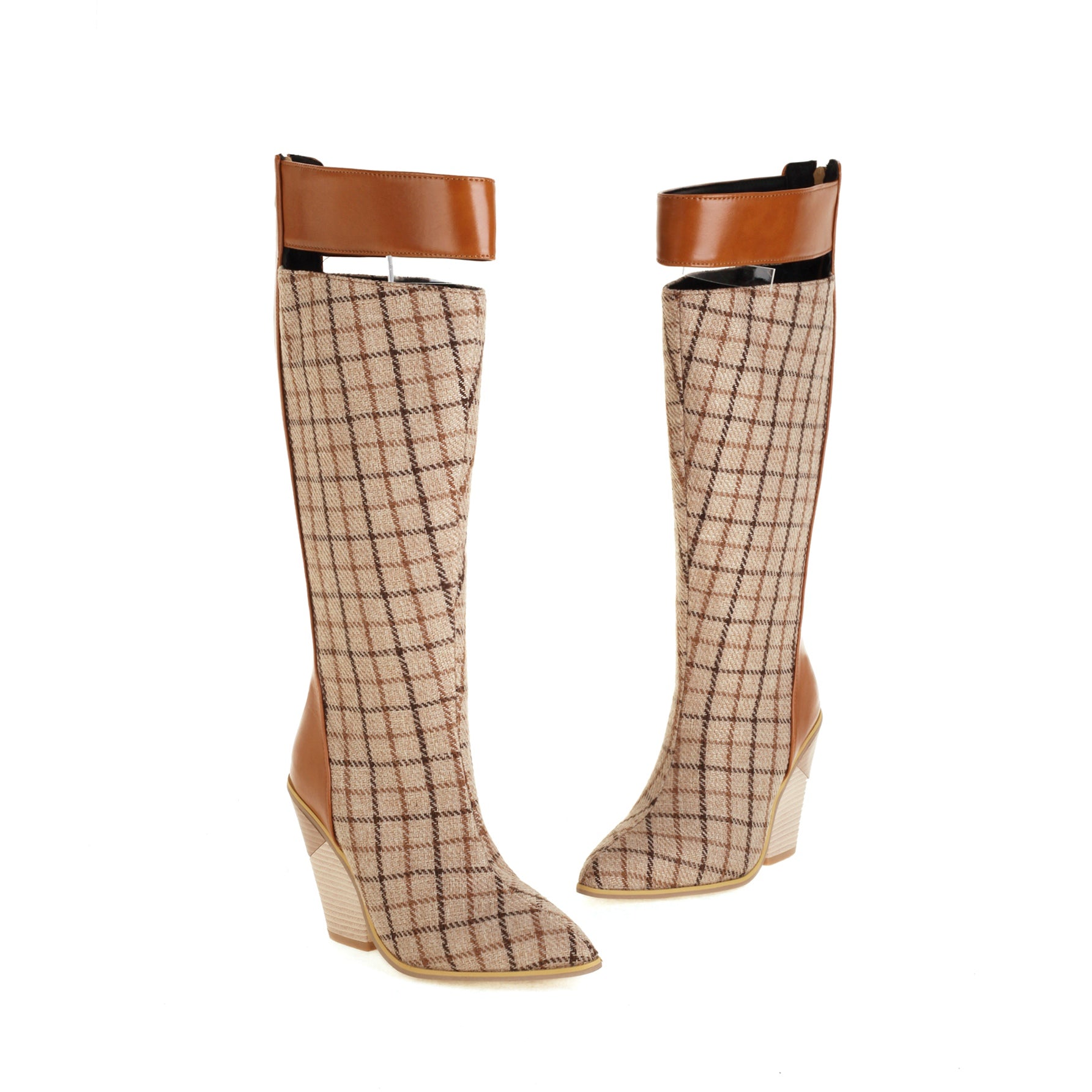 Bigsizeheels American folk wooden heel boots - Brown freeshipping - bigsizeheel®-size5-size15 -All Plus Sizes Available!