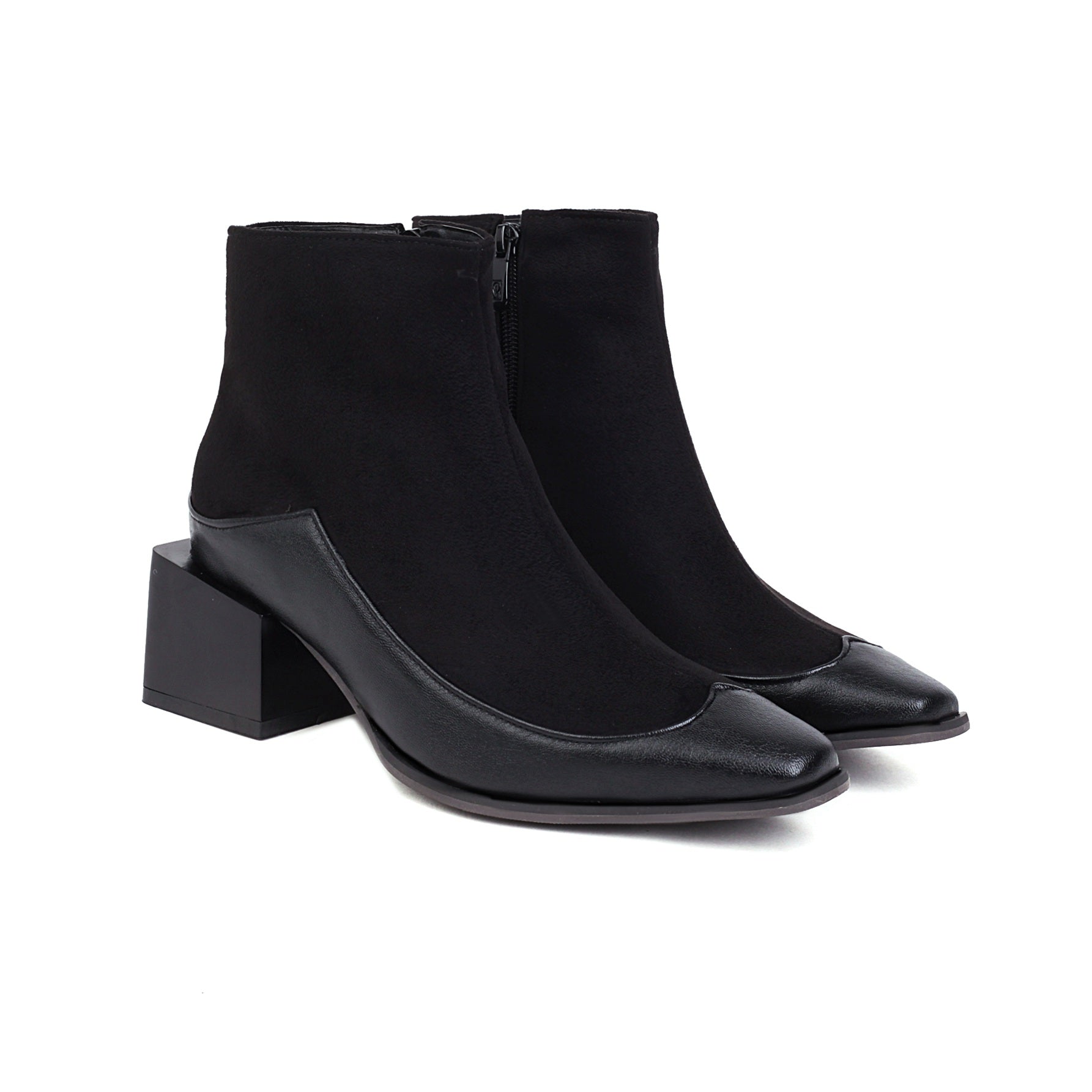 Bigsizeheels Stone pattern profiled heel ankle boots - Black freeshipping - bigsizeheel®-size5-size15 -All Plus Sizes Available!