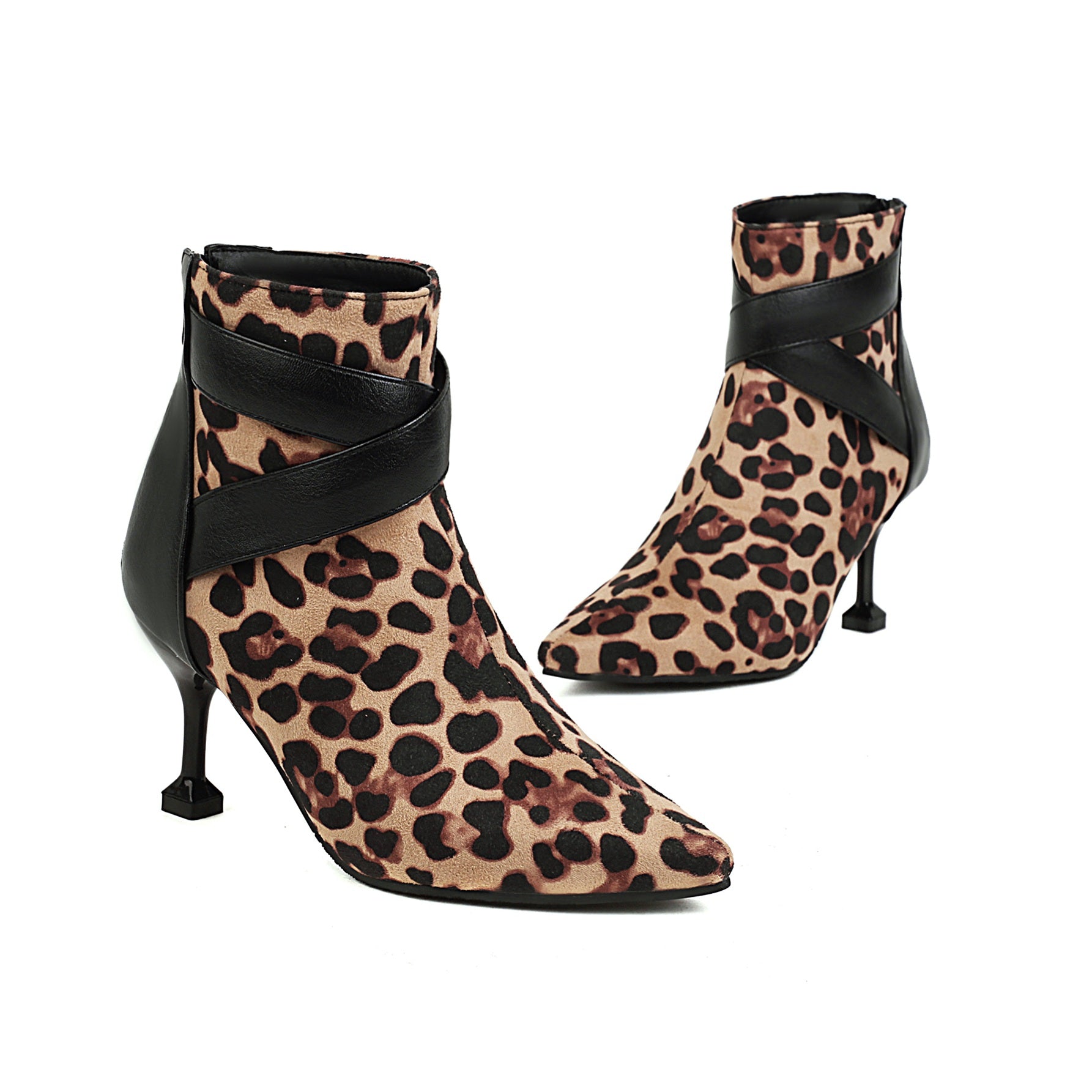Bigsizeheels Sexy pointy zipper ankle boots - Leopard freeshipping - bigsizeheel®-size5-size15 -All Plus Sizes Available!