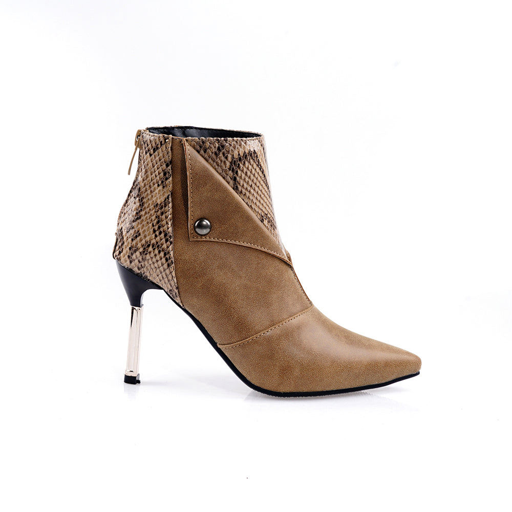 Bigsizeheels SexyZipper Stiletto Heel Ankle Boots - Brown freeshipping - bigsizeheel®-size5-size15 -All Plus Sizes Available!