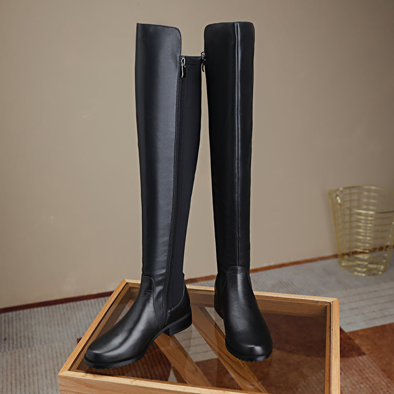 Bigsizeheels French retro elegant round toe boots - Black freeshipping - bigsizeheel®-size5-size15 -All Plus Sizes Available!