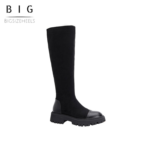 Bigsizeheels French retro elegant round toe boots - Black freeshipping - bigsizeheel®-size5-size15 -All Plus Sizes Available!