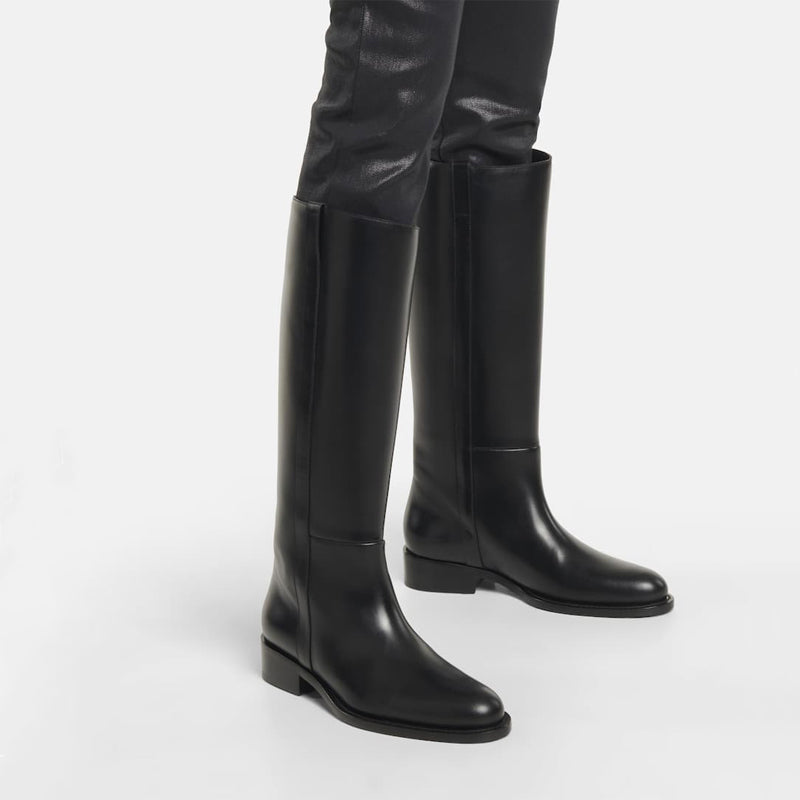 Bigsizeheels Fashion short plush leather boots - Black freeshipping - bigsizeheel®-size5-size15 -All Plus Sizes Available!