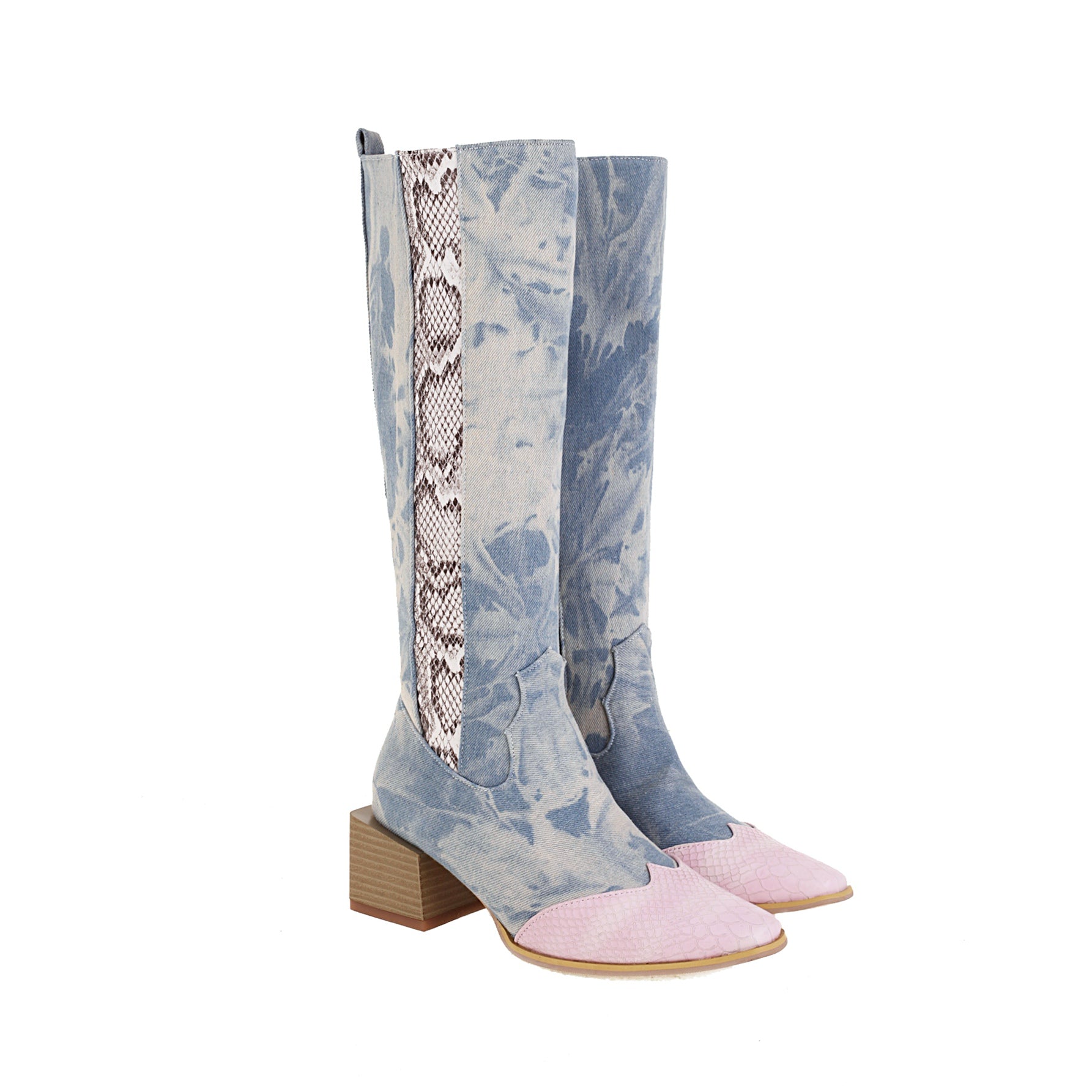 Bigsizeheels simple pointed toe over the knee boots-Pale blue freeshipping - bigsizeheel®-size5-size15 -All Plus Sizes Available!