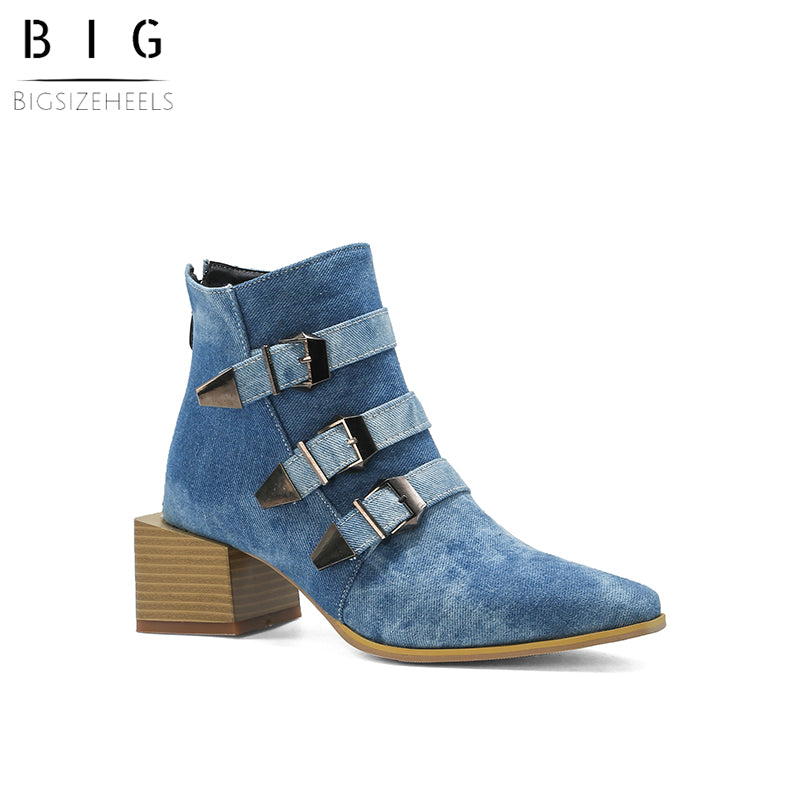 Bigsizeheels American West Chelsea ankle boots - Blue freeshipping - bigsizeheel®-size5-size15 -All Plus Sizes Available!