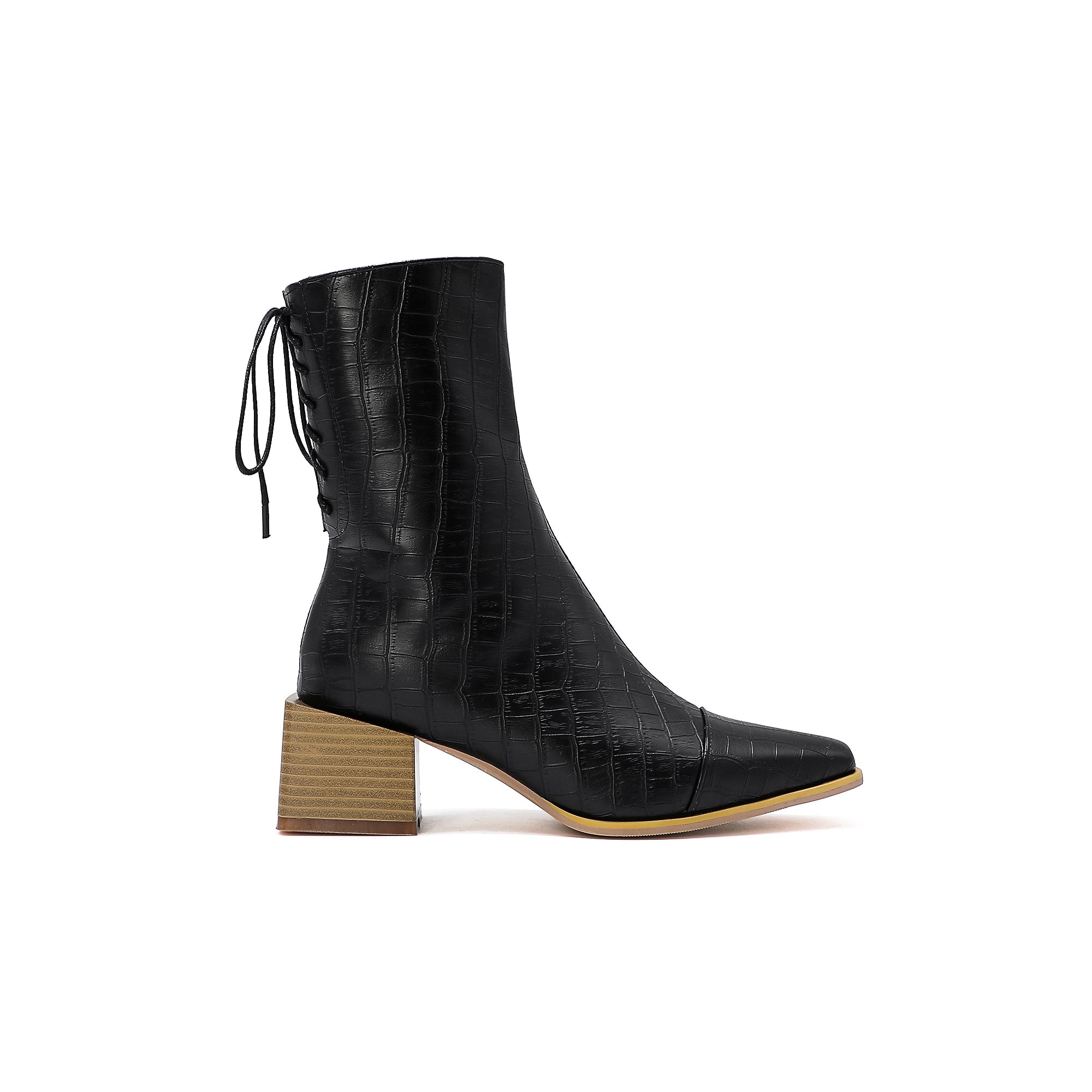 Bigsizeheels Western strap wooden heel - Black freeshipping - bigsizeheel®-size5-size15 -All Plus Sizes Available!