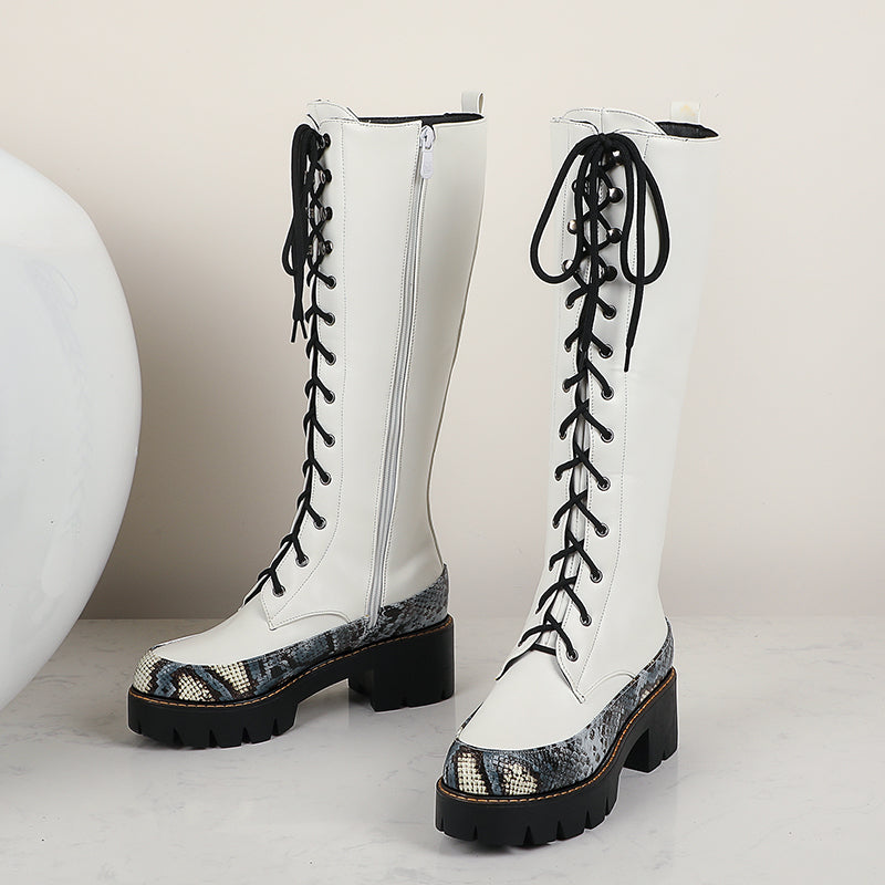 Bigsizeheels American thick soled side zipper boots - White freeshipping - bigsizeheel®-size5-size15 -All Plus Sizes Available!
