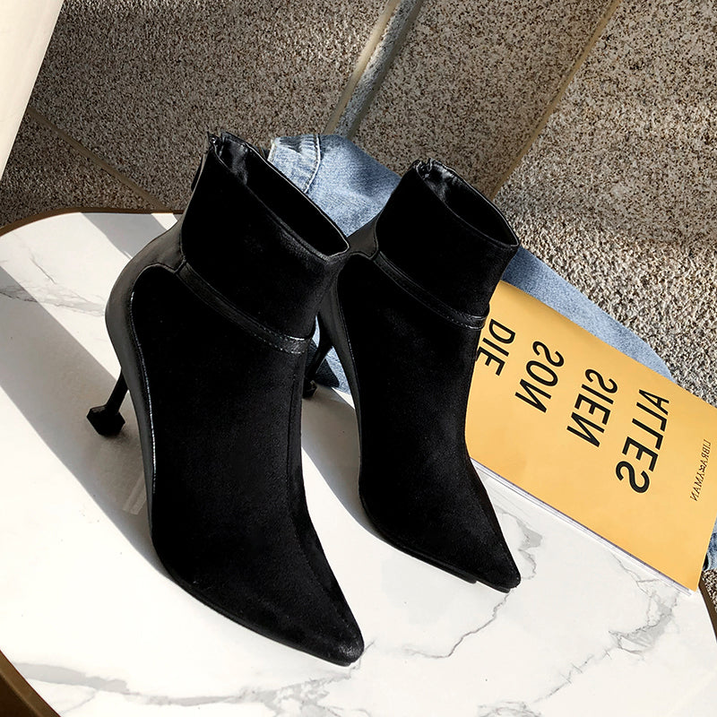 Bigsizeheels Toe Stiletto Heel Women's Boots - Black freeshipping - bigsizeheel®-size5-size15 -All Plus Sizes Available!