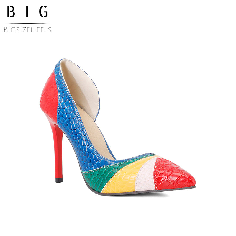 Bigsizeheels Sexy rainbow sandals with pointed toes - Blue freeshipping - bigsizeheel®-size5-size15 -All Plus Sizes Available!