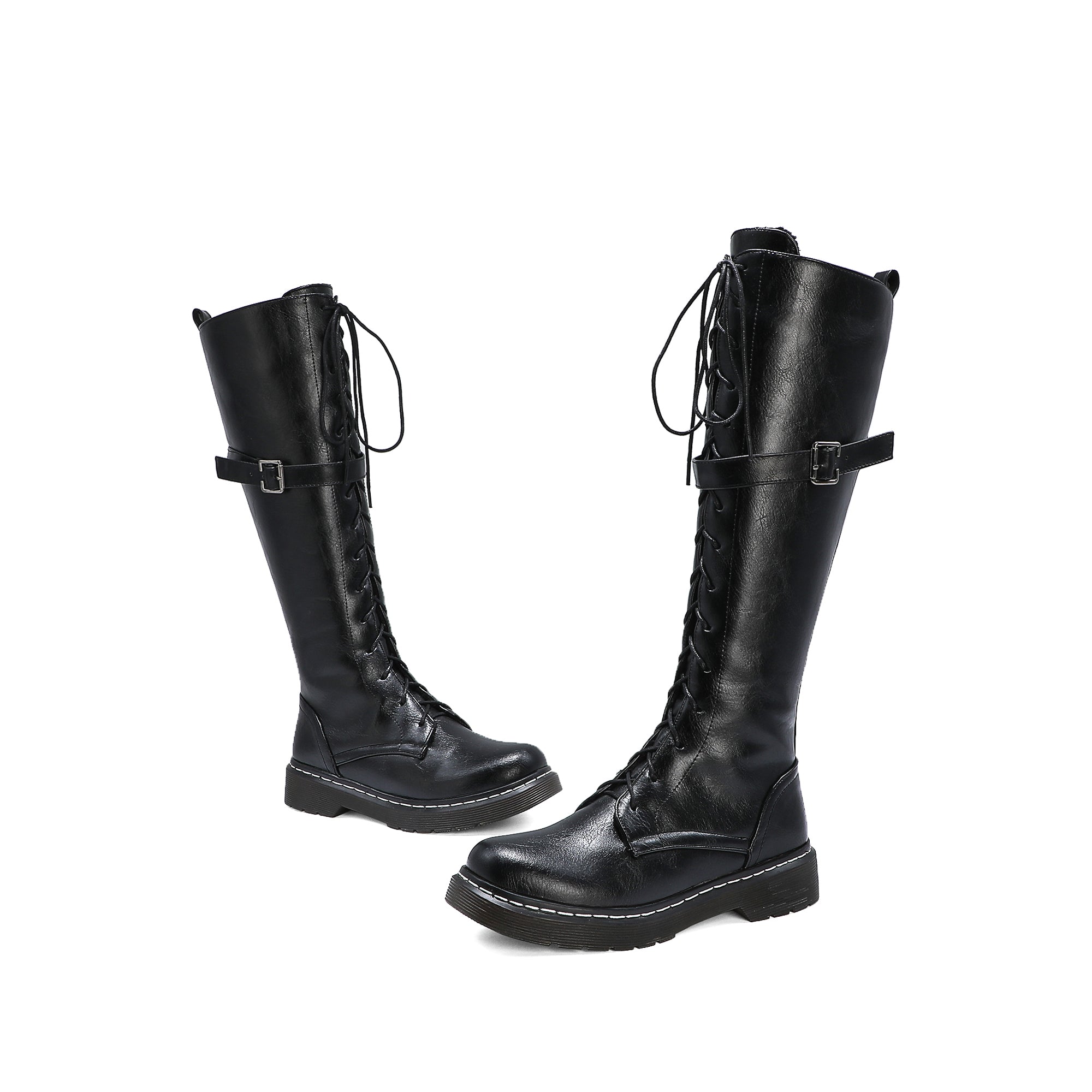 Bigsizeheels Skinny Legs Retro Solid Color Martin Boots - Black freeshipping - bigsizeheel®-size5-size15 -All Plus Sizes Available!