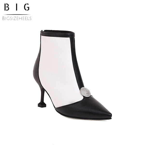 Bigsizeheels Pointed-toe Classy Ankle Boots - White freeshipping - bigsizeheel®-size5-size15 -All Plus Sizes Available!